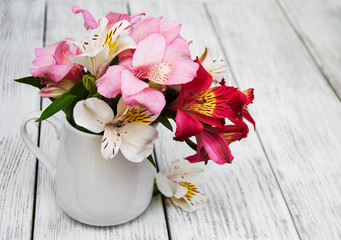 beautiful bouquet of pink alstroemeria