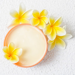 Frangipani cream - natural cosmetic concept