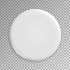 Blank White Badge Vector. Realistic Illustration. Clean Empty Pin Button Mock Up. Isolated. - obrazy, fototapety, plakaty