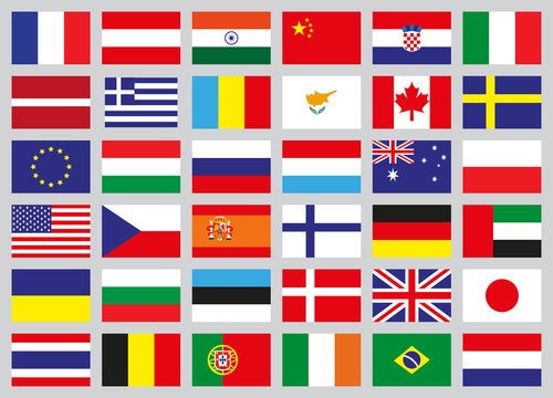 set of flags of different countries in flat style
