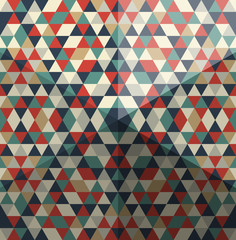 Whimsical pattern of triangular polygons, with hexagonal pyramid effect.