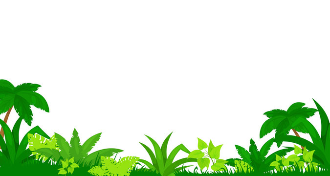Vector cartoon illustration of jungle  background.