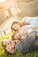 Happy family in the park.
