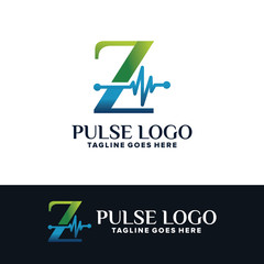 Z Letter Health Pulse Logo Template Design Vector, Emblem, Design Concept, Creative Symbol, Icon