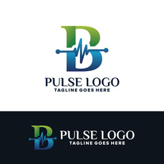 B Letter Health Pulse Logo Template Design Vector, Emblem, Design Concept, Creative Symbol, Icon