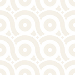Fototapeta premium Vector seamless geometric pattern composed with circles and lines. Modern stylish rounded stripes texture. Repeating abstract background