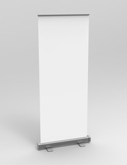 White blank empty high resolution Business Roll Up and  Standee Banner display mock up Template for your Design Presentation. 3d render illustration.
