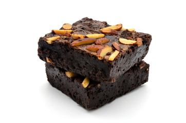 A Chocolate Brownie isolated on white.