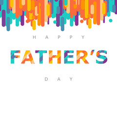 Happy Father day greeting card with typographic design. Vector illustration. Paper cut style with blooming abstract shapes on white background.