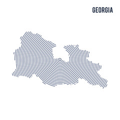 Vector abstract hatched map of Georgia with spiral lines isolated on a white background.