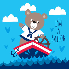 Obraz na płótnie Canvas sailor teddy bear vector illustration