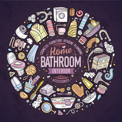Vector set of Bathroom cartoon doodle objects