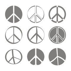 Set of monochrome icons with Peace symbols for your design