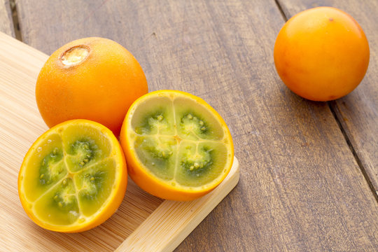 Lulo tropical fruit (Solanum quitoense)