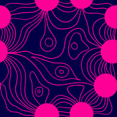 Curved lines connecting spots seamless background