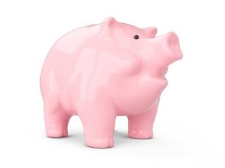 3D rendering pink piggy bank isolated on white background