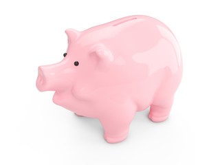 3D rendering pink piggy bank isolated on white background