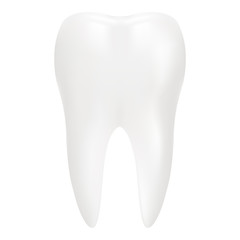 Tooth, 3d Render. Dental, Medicine And Health Concept Design Element Isolated On A White Background. Realistic Vector Illustration.