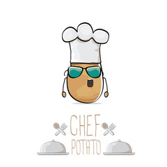 vector funny cartoon cute brown chef potato