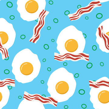 fried egg with bacon seamless pattern