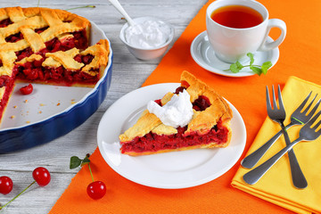 slice of homemade sour cherry pie