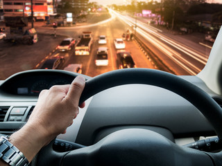 Driving a car at night, bokeh color
