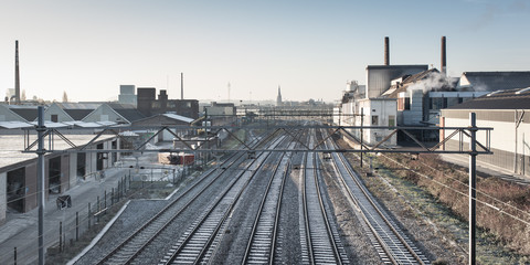 Fototapeta premium Railroad tracks in the winter