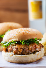 mix shrimp and pork burger for meal