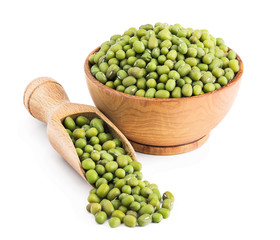 Green mung beans isolated on white