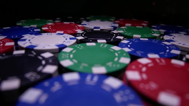 Poker Table With Poker Chips Turns In Casino