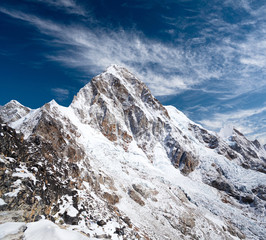 Panorama of Pumori Mount - view from Kala Patthar in Sagarmatha National Park, Nepal Himalaya