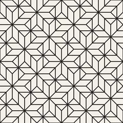 Wallpaper murals Black and white geometric modern Vector seamless cross tiling pattern. Modern stylish geometric lattice texture. Repeating mosaic shapes abstract background