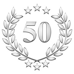 Lauriers 3 étoiles, 50, argent sur fond blanc