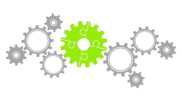 Video Turning Gears Border Big/Small Puzzle Green/Grey