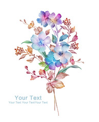watercolor illustration flowers in simple background - 164169133