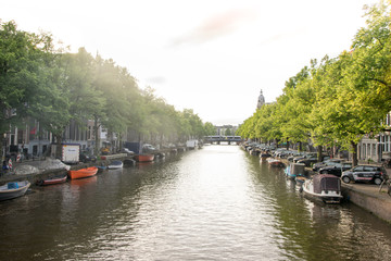 Fototapeta na wymiar Canals of Amsterdam. Amsterdam is the capital and most populous city of the Netherlands