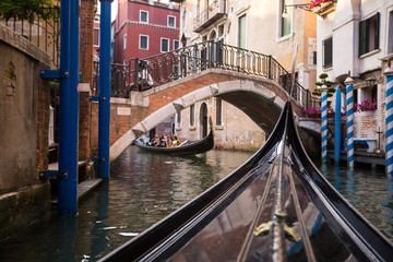 Fototapeta na wymiar Venice with Grand canal, Italy from a Gondola