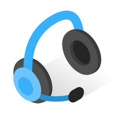 Headset with microphone. icon in isometric style