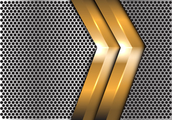 Double gold arrow on silver circle mesh design modern luxury futuristic creative background vector illustration.