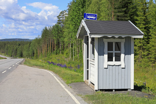 Bus Stop Shelter by Scenic Summer Road