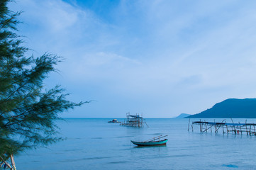 Fototapeta na wymiar Alone boat in Phu Quoc Island.