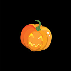 Funny Halloween pumpkins with different emotions, smiles and faces. Vector illustration for a postcard or a poster. Autumn holiday. Realistic vector concept.