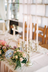 Candles with decor and flowers