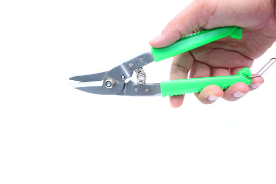 Hand holding Cutting pliers on isolated