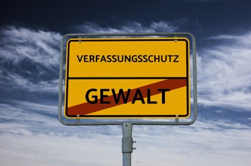 VERFASSUNGSSCHUTZ - GEWALT - Bilder mit Wörtern aus dem Bereich Extremismus, Wort, Bild, Illustration