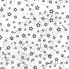 abstract seamless stars pattern. Grunge urban background in black and white colors for girls, boys, childish, fashion and sport clothes. Silhouette repeated backdrop.