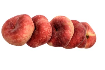 Sweet sweet flat peaches isolated on white background