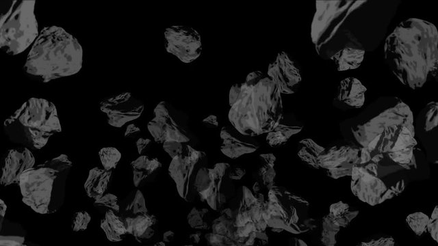 4k Meteorite mining stone tumbling in outer space asteroids universe,meteorites coal ore explosions debris particles background,adventure flying.