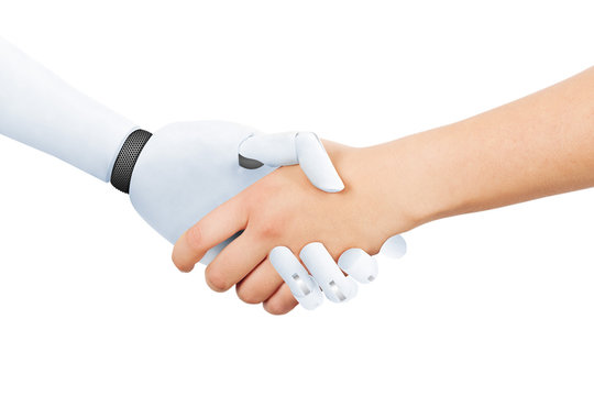 Robot and Human shaking hands