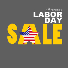 Happy Labor day american. text sale and star use flag. vector illustration